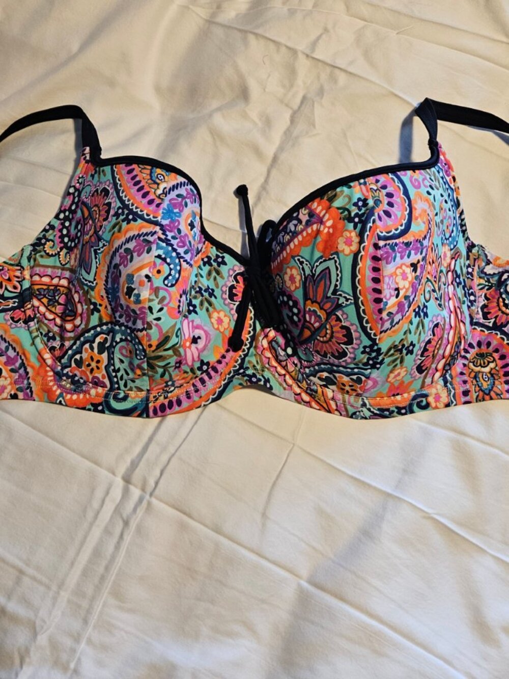 Pour Moi Bikini Top in Navy Multicolour 36G